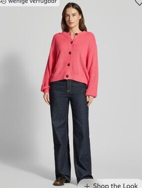 Vero Moda Coral Pink Button-Up Knit Cardigan. Curve